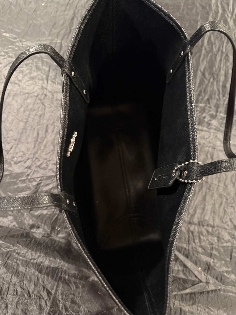Coach Black Tote with Red Floral Print - Picture 2 of 6